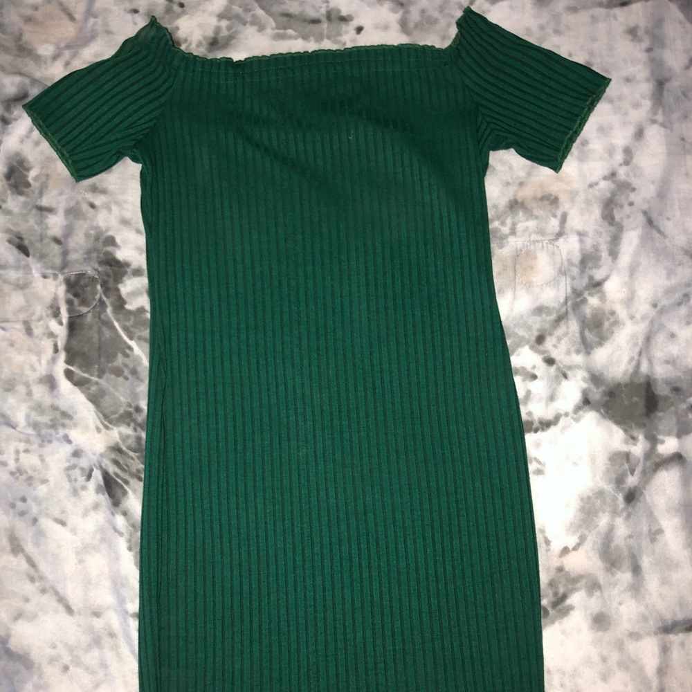 Dark Green Off Shoulder Mini Dress